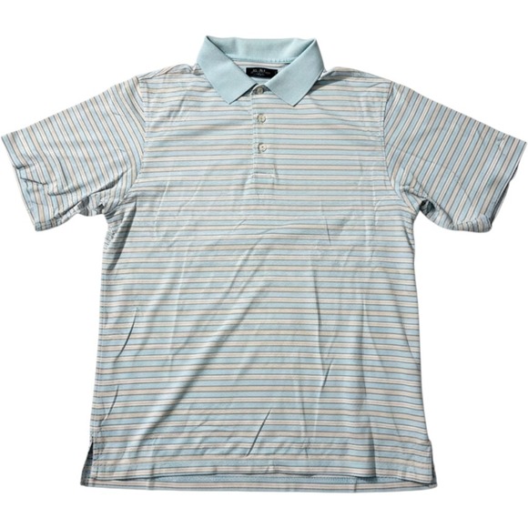 Alan Flusser Other - Alan Flusser Golf Polo Shirt Mens Medium Blue Striped Double Mercerized Cotton